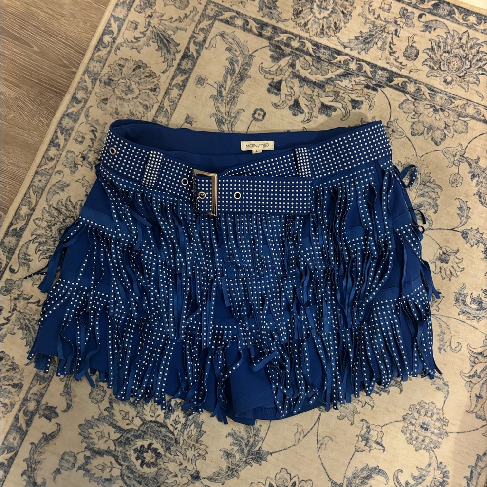 Main Strip Royal Blue Skirt with Silver Studs
